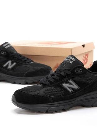 Чоловічі чорні кросівки new balance 993 triple black( нью беленс 993 повністю чорні замшеві)2 фото