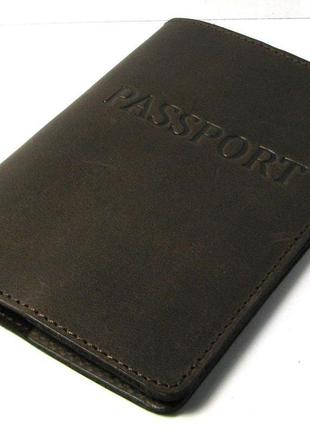 Кожаная обложка на паспорт коричневая для документов натуральная кожа2 фото