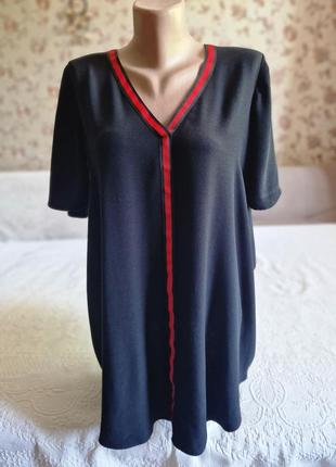 Женское платье туника zara черное с красной полоской2 фото