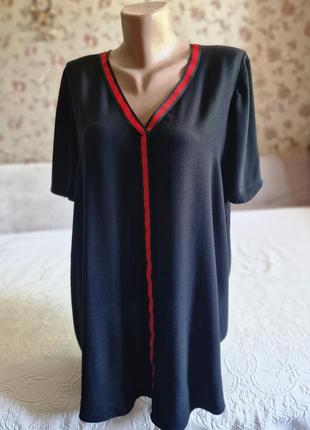 Женское платье туника zara черное с красной полоской3 фото