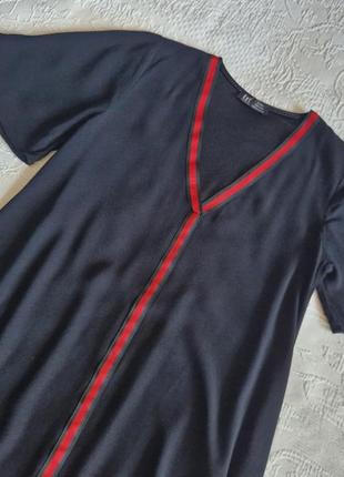 Женское платье туника zara черное с красной полоской6 фото