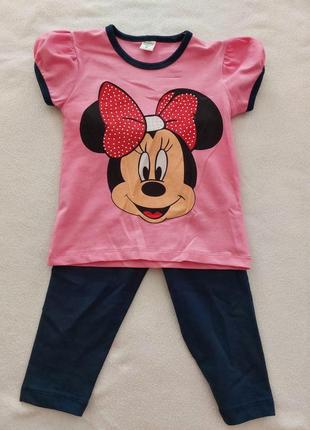 Летние детские костюмы для девочек бриджи, лосины, леггинсы и футболка 92, 110 размер тн-15