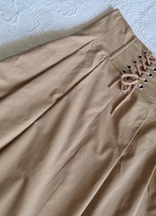 Жіноча спідниця бежева hm висока талія з корсетом спідниця h&m бежева7 фото