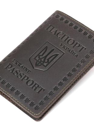 Кожаная обложка для паспорта европейского качества shvigel 16132 серый