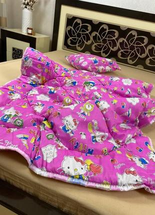 Набір дитяча ковдра + подушка рожевий подвійний силікон4 фото