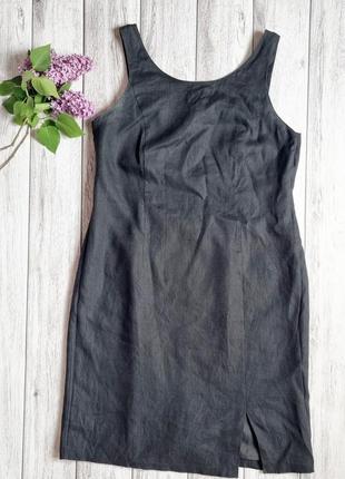Льняное черное платье сарафан легкое винтажное