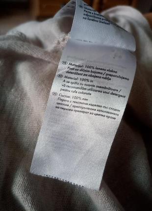 Женская льняная футболка, трикотажная блуза бежевого цвета46-48 размера8 фото