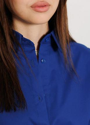 Жіноча сорочка oversize електрик з кокеткою на спині5 фото