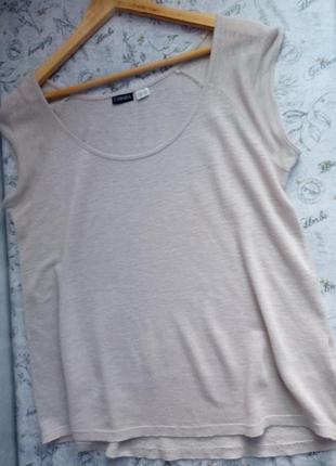Женская льняная футболка, трикотажная блуза бежевого цвета46-48 размера6 фото