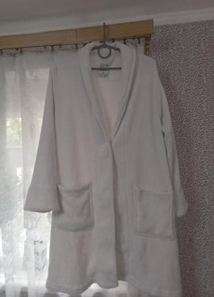 Флисовый теплый белый халат xxs,размер 32-34