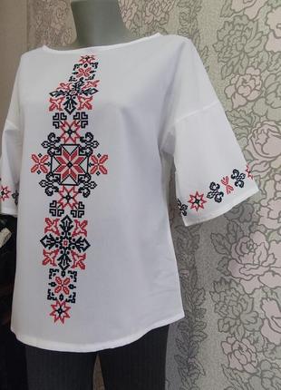 Стильна блузка кофтинка шифон орнамент вишивка2 фото