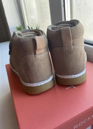 Детские кожаные помещений демисезонные ботинки сапоги на липучках rockport alden