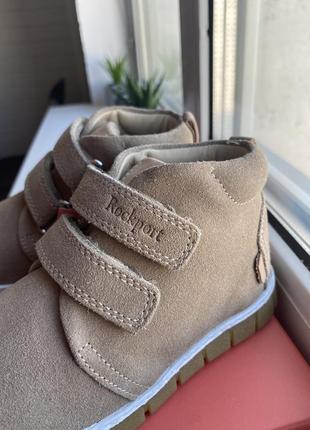 Детские кожаные помещений демисезонные ботинки сапоги на липучках rockport alden
