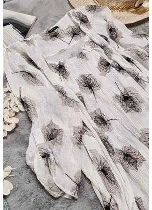 Блуза туника белая в цветы roman originals большой размер7 фото