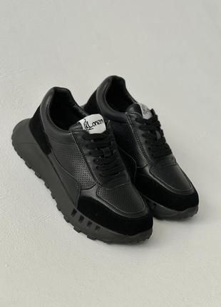Кроссовки женские кожаные lonza (obw0016 blk)