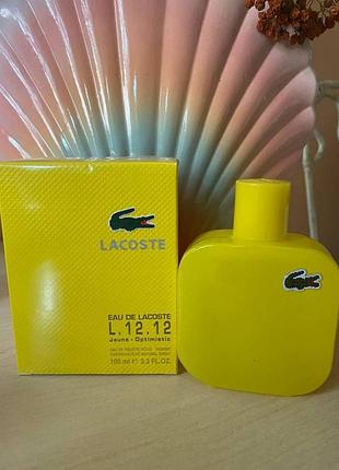 Мужская туалетная вода lacoste l. 12.12 yellow jaune optimistic лакост л. 12.12 ель 100 мл
