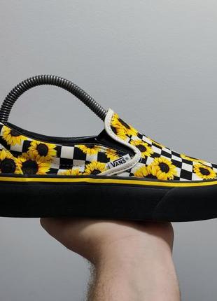 Женские слипоны кеды мокасины vans sunflowers custom