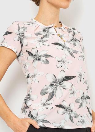 Блуза з квітковим принтом колір сіро-пудровий 230r112-22 фото