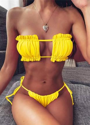 Жовтий яскравий стильний якісний купальник шторки кількість обмежена