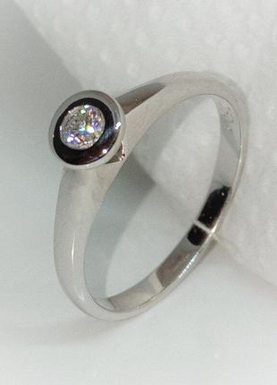 Кольцо бриллиант помолвка діамант 0,10ct белое золото 750 17,5р каблучка