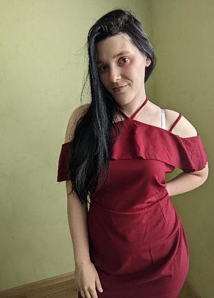 Плаття бордо міді 🍒 50р.