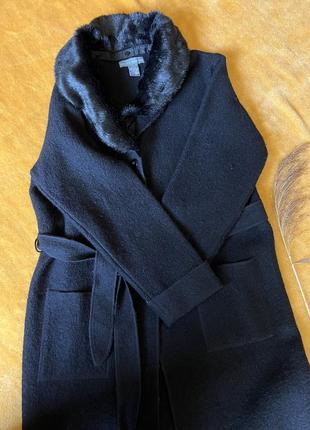Черное шерстяное пальто шерстяное3 фото