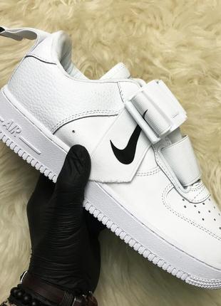 Nike air force 1 low utility triple white. чоловічі білі шкіряні кросівки \кеди найк