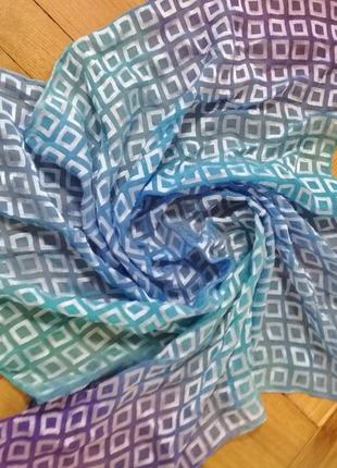 Шикарный шелковый небольшой платок с градиентом1 фото