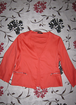 Летний кораллово-оранжевый хлопковый жакет французский бренд multiples