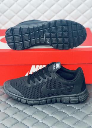 Кроссовки слипоны мужские летние сетка nike free run 3.0 черные найк фри ран5 фото