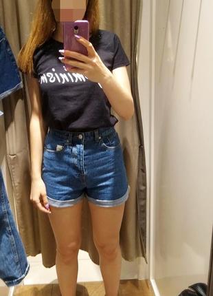 Летние джинсовые женские шорты  stradivarius high waist на высокой посадке3 фото