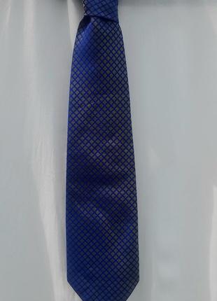 Мужской галстук синего цвета, клетка2 фото