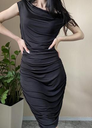 Сукня чорна вечірня коктейльна трикотажна платье7 фото