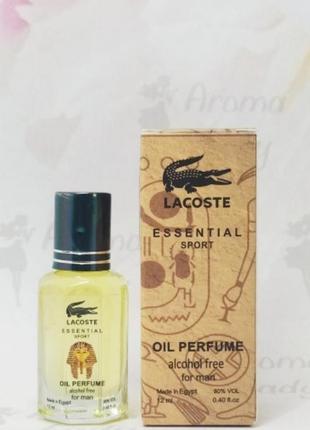 Оригінальні олійні чоловічі парфуми masculino lacoste essential sport (лакоста эсеншиал спорт) 12 мл