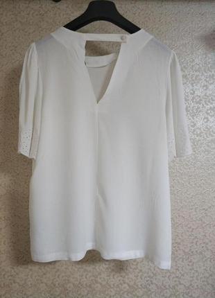 Блуза блузка белая вискоза ришелье вышивка бренд next,р.102 фото