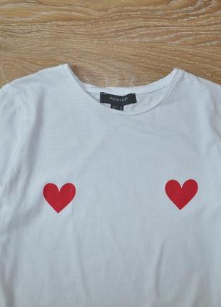 Белоснежная футболка с сердечками primark2 фото