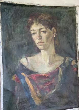 Картина маслом портрет с серьгой, картина маслом на холсте масляными красками3 фото