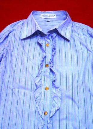 Стильна сорочка в смужку з рюшами2 фото