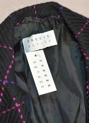 Черный пиджак жакет блейзер с карманами в клетку precis petite венгрия шерсть этикетка4 фото