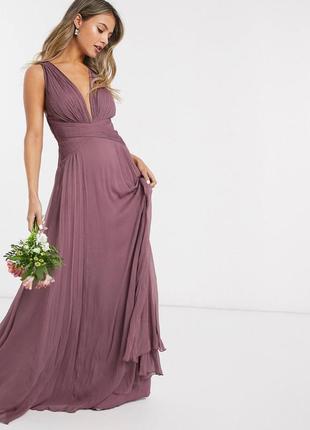 Платье макси с драпировкой на лифе и запахом на талии asos design bridesmaid1 фото