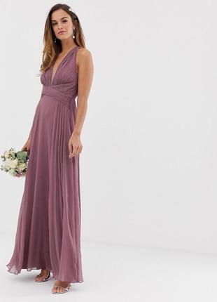 Платье макси с драпировкой на лифе и запахом на талии asos design bridesmaid4 фото