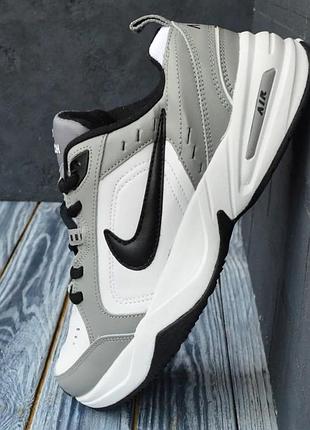 Стильные кроссовки найк nike мужские белые с серым кожаные/кожа осенние,весенние,на осень,весна,лето 3
