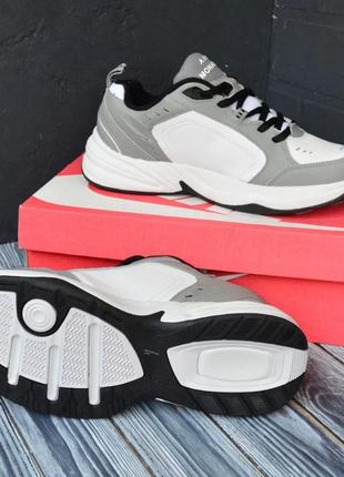 Стильные кроссовки найк nike мужские белые с серым кожаные/кожа осенние,весенние,на осень,весна,лето 4