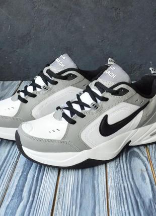 Стильные кроссовки найк nike мужские белые с серым кожаные/кожа осенние,весенние,на осень,весна,лето 8