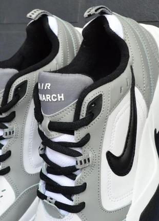 Стильные кроссовки найк nike мужские белые с серым кожаные/кожа осенние,весенние,на осень,весна,лето 9