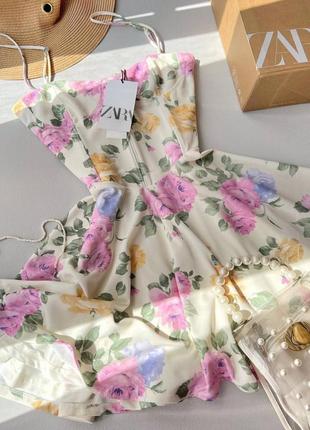 Неймовірна сукня zara корсет бюст‘є бюстье в квіти4 фото