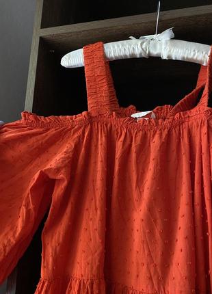 Літня бавовняна сукня платье плаття легке з відкритими плечима яскрава стильна р. xs / s8 фото