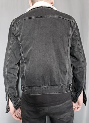 Шерпа куртка джинсовка topman мужская/подростковая черная курточка р.s original4 фото