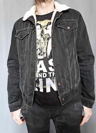 Шерпа куртка джинсовка topman мужская/подростковая черная курточка р.s original3 фото