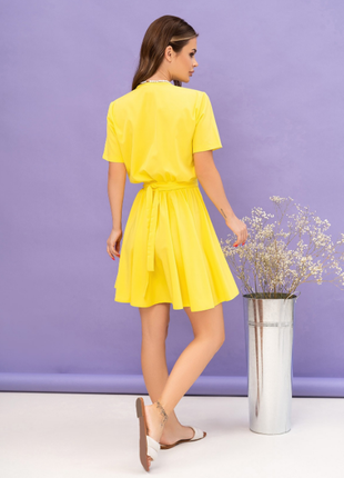 Ділове плаття-халат із пишною спідницею мінілегке декольте 4 кольори6 фото